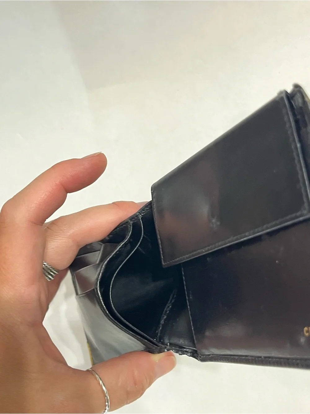 Celine Vintage Blason Black Leather Bifold Wallet